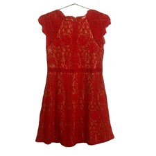 Altar’d State Womens Red Lace Cap Sleeve Knee Length Dress M