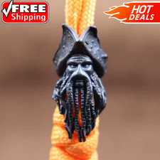 Octopus Face Pirate King Brass Knife Bead EDC Paracord Lanyard DIY Charm Pendant