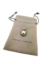 David Yurman Sterling Silver & Gold Albion Cable Enhancer Pendant - Pouch