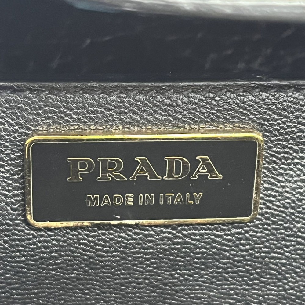 PRADA Printed Canvas Handbag Pattern Calfskin P20… - image 8