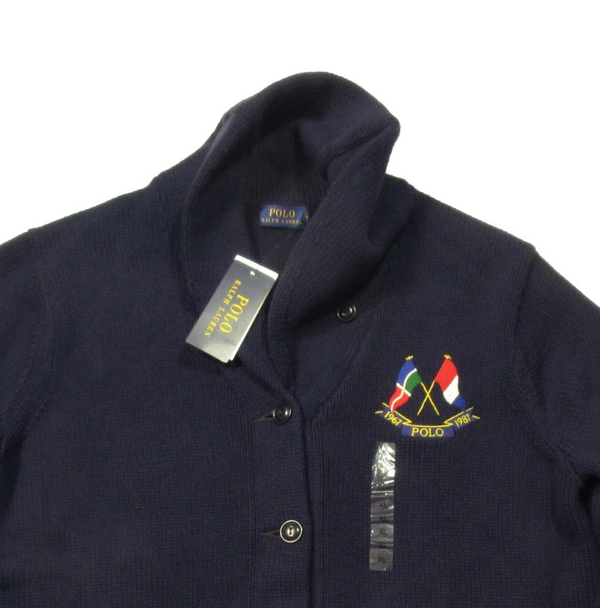 セール】Polo Ralph Lauren カーディガン S Polo Ralph Lauren Women's Navy Cross Flags Graphic Shawl Cardigan