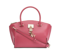 DKNY Women Pink Elissa Top Zip Pebble Medium Size Satchel Bag RETAG