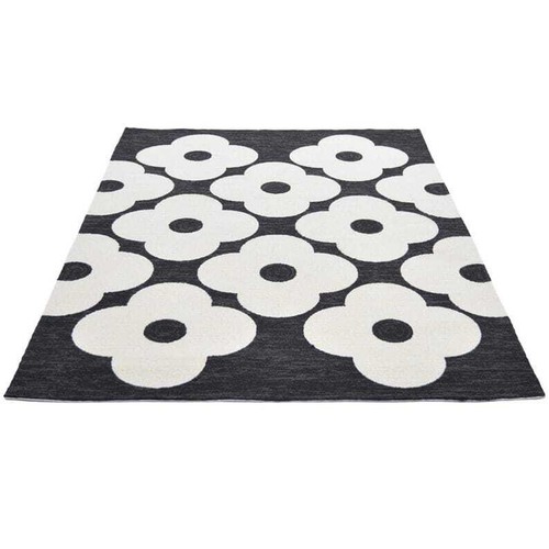 Black &White Floral Hand-Tufted Carpet 100% Wool Area Rug For Bed Room Kids Room - Picture 11 of 13