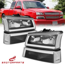 Black Headlights+Bumper Lamps LED DRL For 2003-07 Chevy Silverado Avalanche