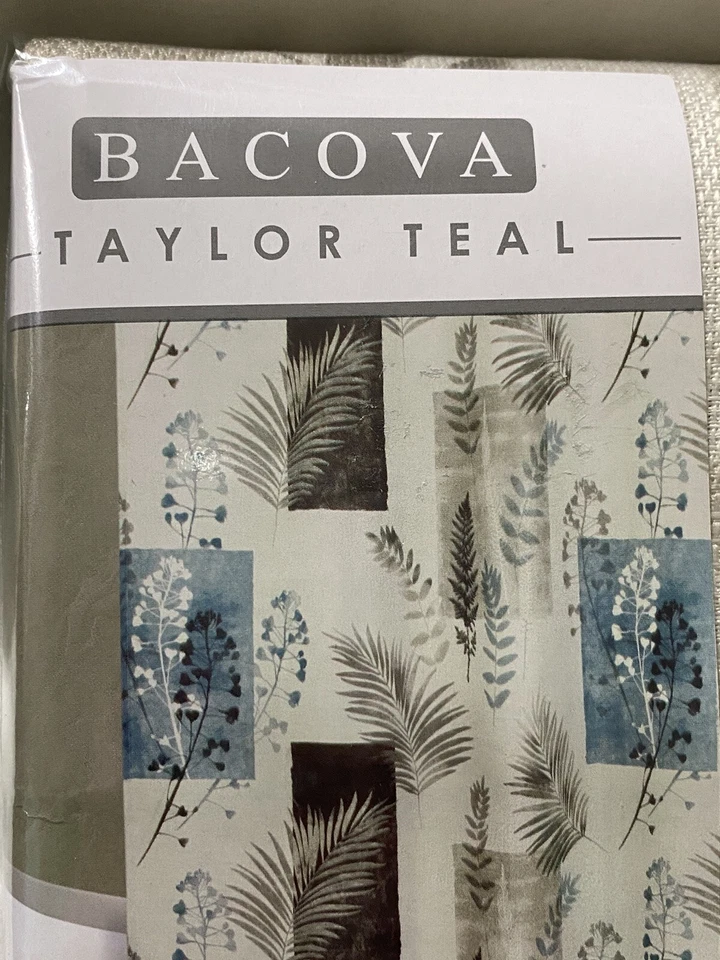 Bacova Taylor бирюзовый душ занавески ванны 70 x 72 папоротника цветочный новый в упаковке - Изображение 4 из 4