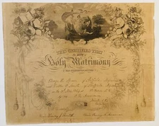 Civil War Marriage Certificate Sherman's March To The Sea November 15 1864 Orig