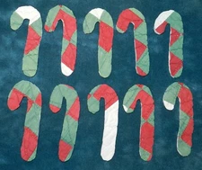 10 PRIMITIVE ANTIQUE CUTTER QUILT CANDY CANES! Christmas! Red Green White!!