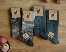Alpaca Wool Socks 4 Pairs Natural Thermal Winter Socks Mens Women's Grey Brown