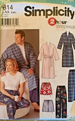 Simplicity Robe Pattern 0621 Simplicity Sewing Pattern Uncut - Robe Pajamas - Size S M L #5314 | eBay