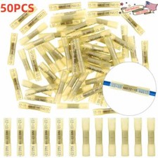 50Pcs Heat Shrink Waterproof Wire Connectors 12-10AWG Butt Seal Terminals Yellow