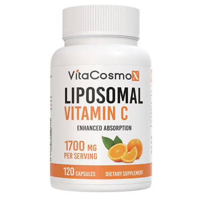 VitaCosmoX Liposomal Vitamin C 1700mg -120 Capsules - High Absorption Supplement