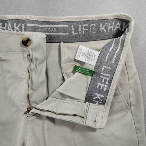 Pantaloni chino Haggar Life kaki taglio dritto beige uomo taglia effettiva 34x28 - Foto 4 di 6