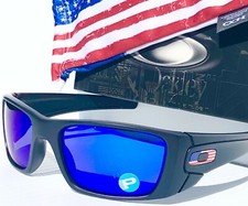 NEW Oakley SI Fuel Cell Black USA Flag POLARIZED Galaxy Blue Sunglass 9096