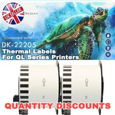 CONTINUOUS THERMAL LABELS FITS BROTHER DK22205 DK-22205 P TOUCH PRINTERS - 62mm