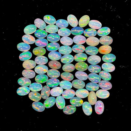 Lot de 6 pièces opale naturelle 6 x 4 mm ovale flashy non traitée cabochon lâche - Photo 1 sur 8