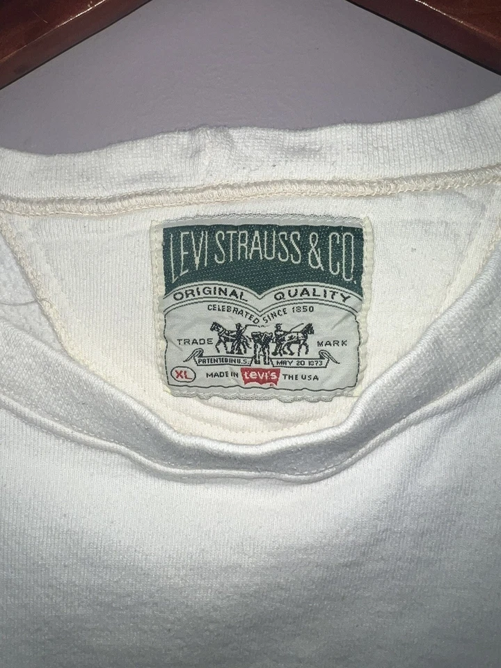 SUDADERA VINTAGE AÑOS 90 LEVIS STRAUSS BORDADA CUELLO REDONDO XL Hecha en EE. UU. Foto 3 de 3