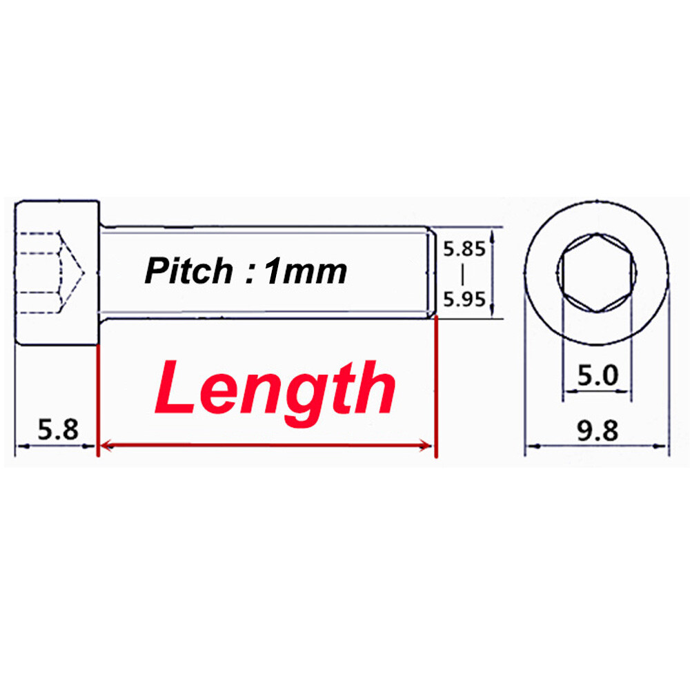 M6 Hex Socket Allen Screw L= 840mm Aluminum Alloy Cap Head Bolts Puter