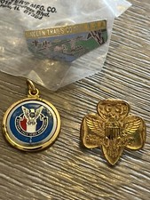 2 Boy Scout Pins & 1 National Eagle Scout Association Charm Pendant