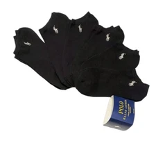 Polo Ralph Lauren Classic Sport 6-Pair Men's Low Cut Socks Black with Gray Pony