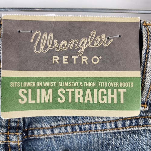 Wrangler Jeans Mens 29x34 Blue Retro Slim Straight Vintage Denim NWT - Picture 6 of 11