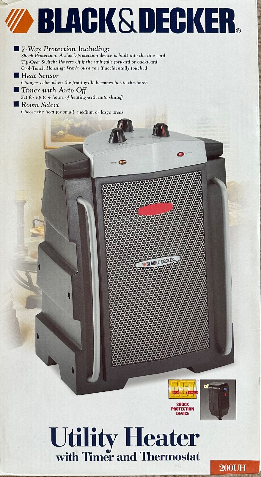 BLACK+DECKER Utility Heater Portable Home Area w/ Timer u0026amp; Thermostat  200UH | eBay
