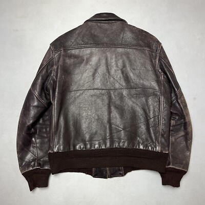 VINTAGE 50s All Weather Garment BROWN HORSEHIDE LEATHER A-2 JACKET