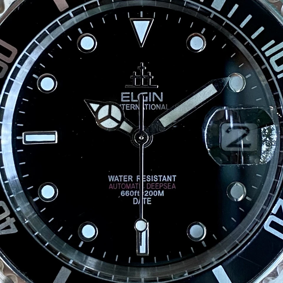 {REPARADO} Vintage Anos 90 Elgin Automático Internacional Deep Sea FK-531-SL Mergulhador - Imagem 4 de 4