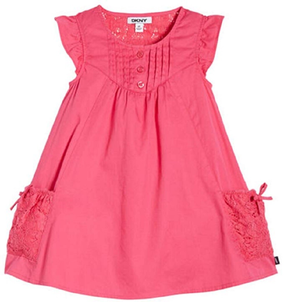 DKNY Little Girls Sleeveless Cotton/Lace Dress Fuchsia | eBay