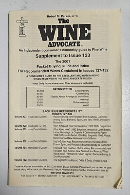 Robert M Parker Jr's The Wine Advocate 2001 Pocket Buying Guide Suppl. Issue 133