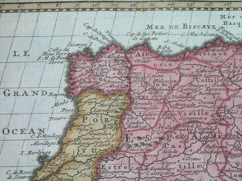 1755 RARE ORIGINAL MAP SPAIN PORTUGAL CATALONIA ANDALUCIA CASTILE LISBON PORTO - Picture 6 of 7