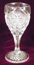 Imperial Star & File Wine Goblet EAPG Glass #612 Panel Star Hobstar 1904 Antique