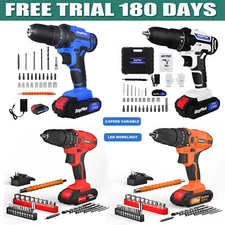 Cordless Drill 21V Adjustable Electric Drill Driver Set W/ Battery Home DIY Tool