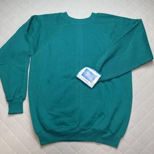 Vintage Hanes Her Way Sweatshirt Womens Extra Large Teal Fleece Made USA 90s