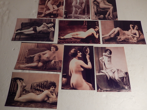 Lot de 10 reproductions carte postale ancienne 1900 nus français et allemand risque - Photo 3/3