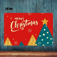 Festive Merry Christmas Cartoon Tree Snowflake Metal Tin Sign Wall Decor Plaque