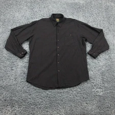 Scott Barber Shirt Mens Large Black Blue Stripe Button Up 100% Lyocell Casual