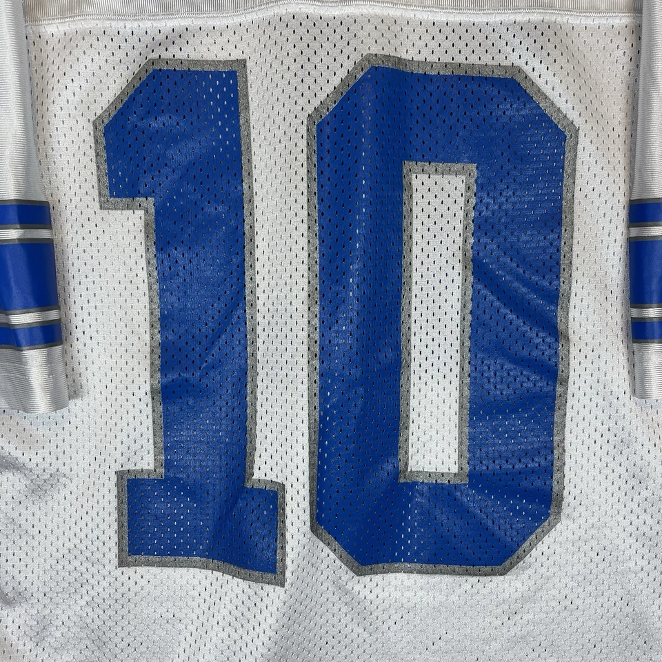 Vintage Nike Charlie Batch Detroit Lions Football Jersey White #10 NFL Mens XL - Image 2 of 4