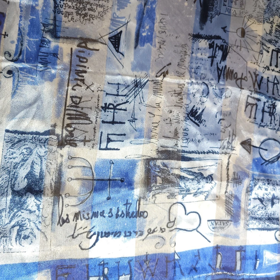 Bufanda Sinfónica Italia IMGE Ishita Mili Dance Music 20" Cuadrado Cizalla Azul y Blanco Foto 2 de 4