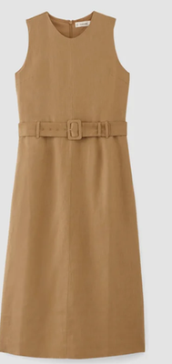 Everlane The Linen Belted Midi Dress 8 Tan Flax Minimalist Quiet Luxury  Elegant | eBay