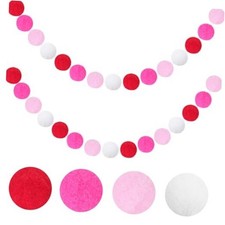 Valentine's Day Pompom Garland - 2 Packs Pink and Red Pom Pom Pink White Red