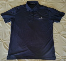 G/Fore Blue Gray Striped Performance Short Sleeve Golf Polo Shirt Mens Size Med