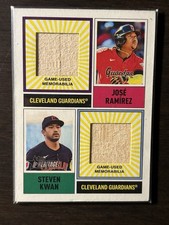 2025 Topps Heritage Jose Ramirez Steven Kwan Dual Bat Relic #DPMCR-RK Guardians