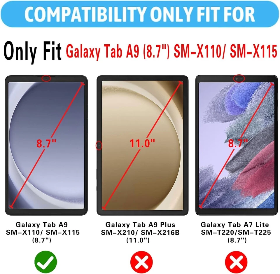 Funda para niños para Samsung Galaxy Tab A9 8,7 pulgadas SM-X110/X115/X117 cubierta a prueba de golpes Foto 2 de 4