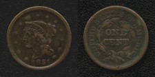 1851 Braided Hair Large Cent VF Nicely Toned NR