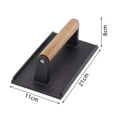 Schwere Gusseisen Steakgewicht Burger Presse Speck Grill Presse mit Holzgriff