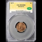 1871 1C Indian Head Cent CAC MS65RB Witterbrick (Gold)