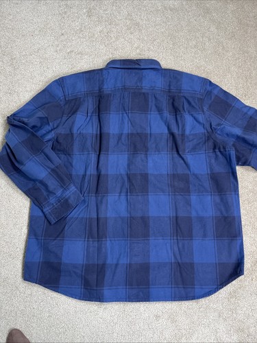 Camicia uomo Carhartt 2XL flanella vestibilità ampia pesante a quadri blu navy nuova con etichette abbigliamento da lavoro - Foto 7 di 7