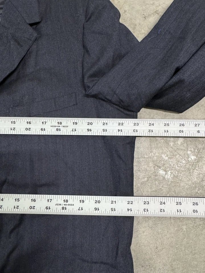 Traje Vintage Años 60 A Medida Para Hombre 42L Espiga Azul Marino Lana 2 Piezas Hecho en EE. UU. Foto 4 de 4