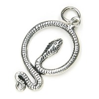 KettenanhäNger Schlange 925 Silber Oxidiert 4,3Cm Kobraschlange Tier Amulett