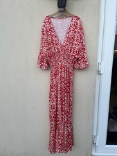 Women Red White Dress Size XL Length 49 Inches Short Sleeve